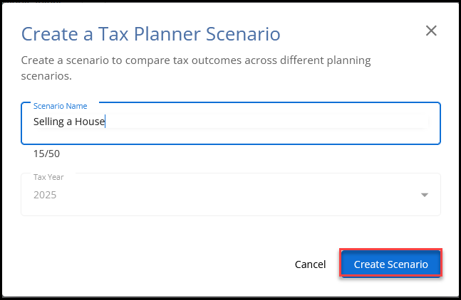 Create Scenario - Enter Name